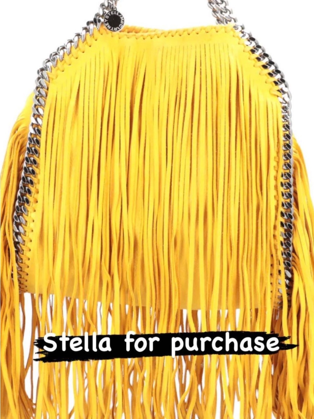 Stella Falabella Yellow Fringe Shoulder Bag with Chain Strap - Picture 2 of 2